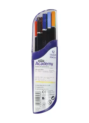 Карандаши цветные 12цв "Academy Colouring" кругл., пласт.тубус, DERWENT — 224563 — 1