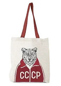 Сумка-шоппер тканевая, Тигр в красной футболке с надписью СССР 35*40(±3)см
