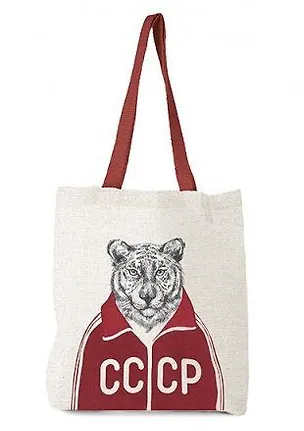 Сумка-шоппер тканевая, Тигр в красной футболке с надписью СССР 35*40(±3)см 342591