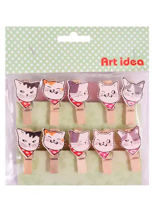 Набор прищепок Коты бандиты (pr-002) (10 шт. ) (упаковка) (Art idea) 2723574