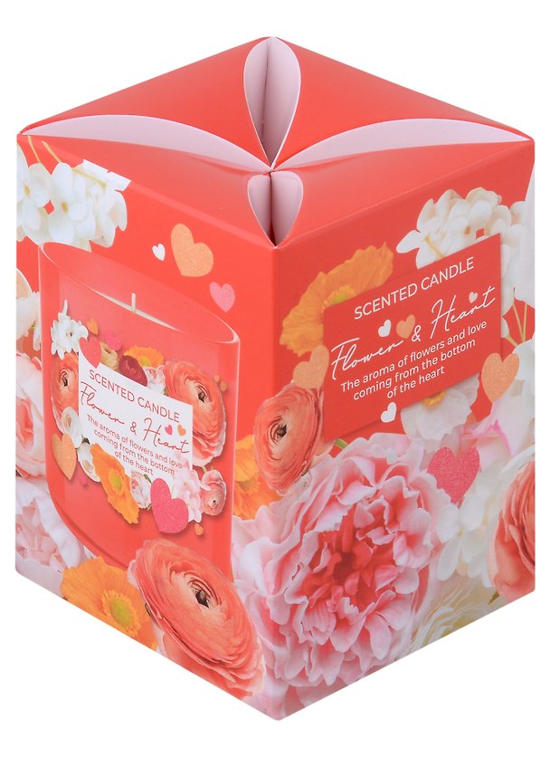 Ароматизированная свеча в стакане Цветок и сердца (Flower & Hearts) (150гр) (подарочная упаковка) 2966636 — 1