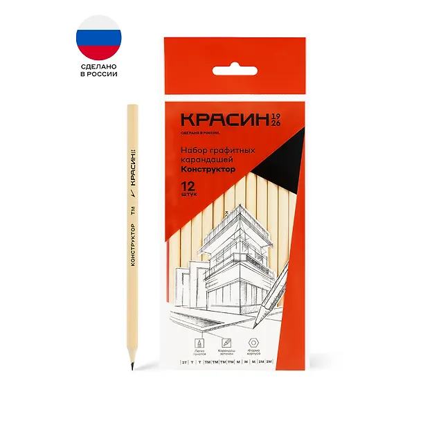 Карандаши Красин, "Конструктор", чернографитные 12 штук 247953 — 4
