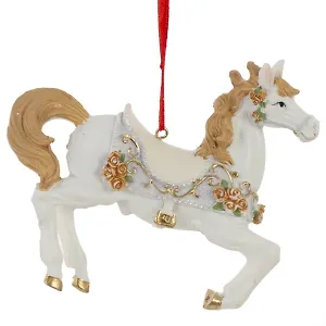 Фигурка декоративная подвесная Лошадка белая (12х4х9) (821019)