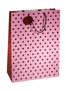 Пакет подарочный бумажный А3 33*46*10 "Горошек на розовом", жен., мат. ламинат, Хансибег