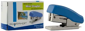 Степлер №24 16л мини "Classic" пластиковый, синий, к/к, Silwerhof