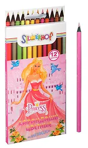 Карандаши цветные 12цв "PRINCESS" металлик, круглые, к/к, подвес, Silwerhof