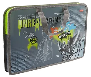 Папка для тетрадей А4 "Нереально смелый" 34*24,5*3,5см, пластик, молния, текст.ручки