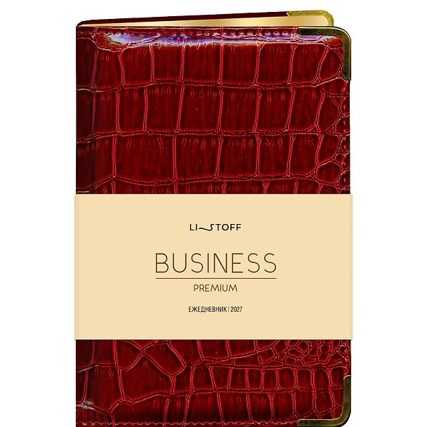Ежедневник дат. 2027г. А6 176л "BUSINESS PREMIUM. Grand croco" бордовый, иск.кожа, обл.поролон, мет.уголки, тонир.блок, зол.торец, 2 ляссе 3173917 — 1