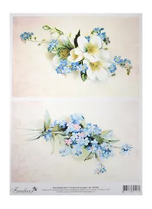 Декупажная карта Голубые бутоньерки А4 (DK3088) (упаковка)