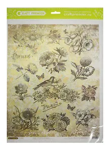 Рисовая бумага для декупажа Craft Premier Мелодичные цветы (CPD0540) (А3) (25г/м) (упаковка)