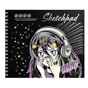 Скетчбук А5 30л "Манга 2" 160г/м2, тв. обложка, спираль, тиснение фольгой