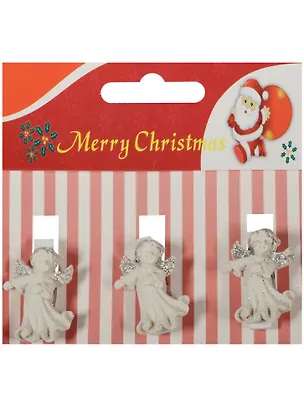 Набор прищепок декоративных, 3 шт, полистоун,ангел серебряный 2537217