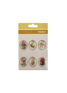 Наклейки в металл оправе для скрапа овальные (S-4) (11034616) (6шт) (подвес) (упаковка)