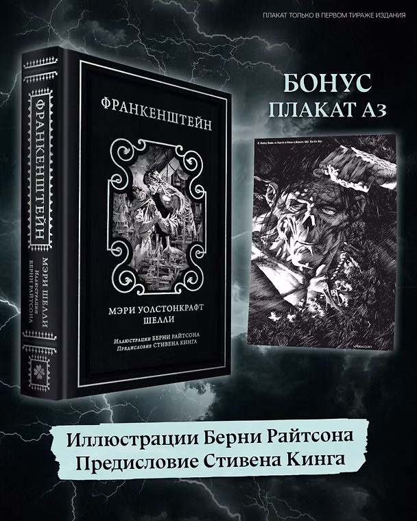 Книга Франкенштейн (предисловие Стивена Кинга, илл. Берни Райтсона) (Мэри Шелли) — 1