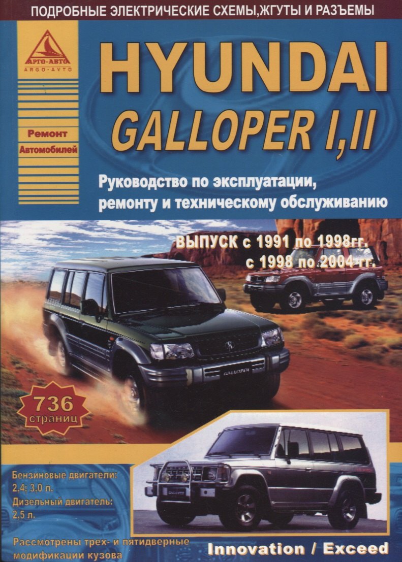 

Hyundai Galloper I, II 1991-1998 и 1998-2004 с бензиновыми и дизельными двигателями. Ремонт. Эксплуатация. ТО