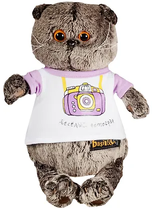 Игрушка мягкая Budi Basa, Басик в футболке с принтом веселый фотограф 22см 2560543