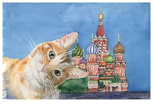 Открытка «Москва. Серия "Коты". Василий Блаженный»