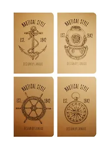 Тетрадь 44л кл. "Nautical style" карт.обл., сшивка, ассорти, Languo
