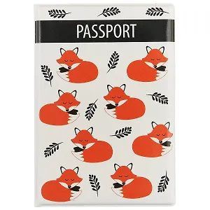 Обложка для паспорта Лисы на белом фоне (ОП2017-176)