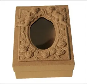 Коробка из папье-маше 102 прямоуг. с окном объем. Ангелы и розы (14х20х6см) (925010200)