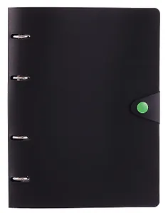 Тетрадь 80 листов, клетка, "Favorite Black. No 2" на кольцах, сменный блок, на кнопке