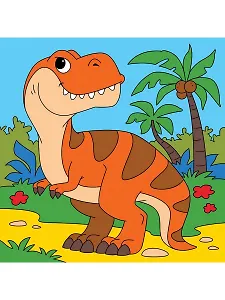 Холст с красками Хитрый динозаврик, 15х15 см