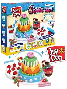 Масса для лепки Joy Doh, набор Cake Set - Тортики, 4 баночки с тестом (4 х 50г), формочки для пирожных и тортов, 14 аксессуаров