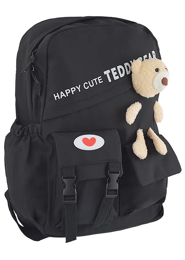 Рюкзак "Happy Cute" черный, с игрушкой 2970522 — 1