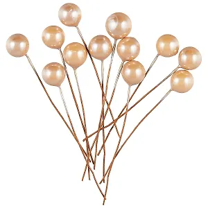 Искусственный декор Жемчужины на проволочке палевые, 0,5см 12шт (ОРР)