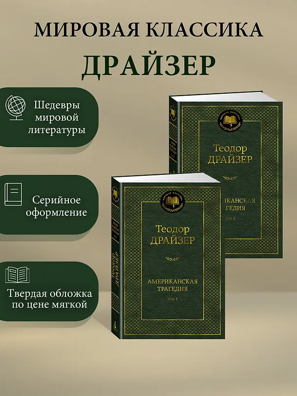 Книга Американская трагедия. Комплект в 2-х томах (Теодор Драйзер) — 2