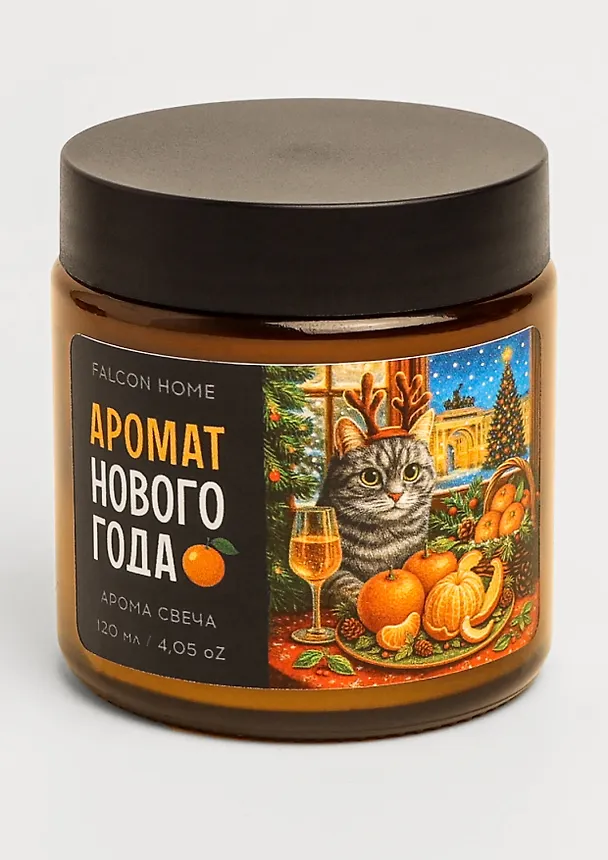 Свеча ароматическая новогодняя Мандарины (120мл) (FH044) 3135293 — 1