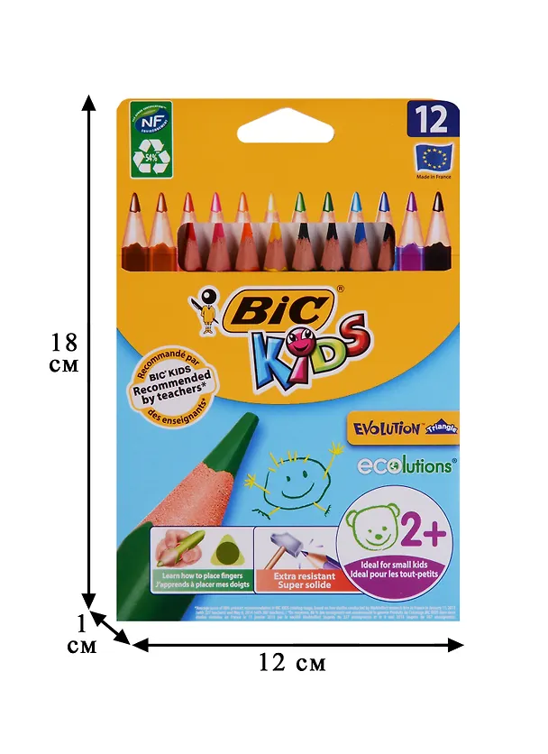 Карандаши цветные Bic, ECOlution Evolution Triangle, пластиковые 12 цветов 226447 — 3