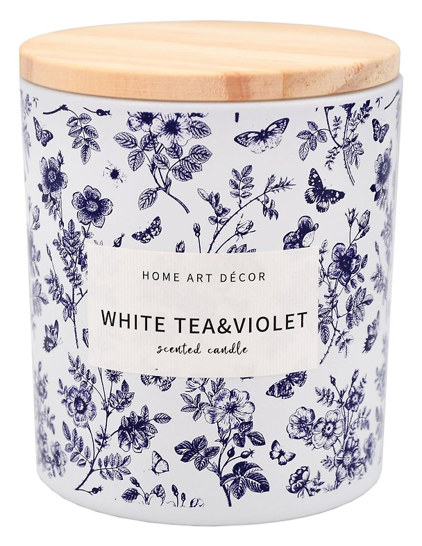 Свеча ароматическая в стеклянном стакане White tea and Violet (Белый чай и Фиалка) (480г) (8х9) (12-7761-202604_16) 3163069 — 1