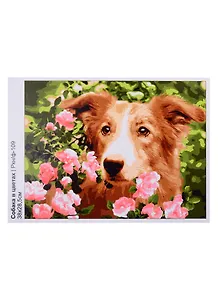 Набор для творчества LORI Раскраска по номерам Собака в цветах