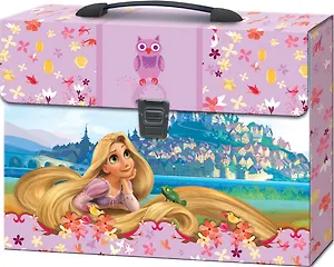 Портфель пластиковый А4+ "Рапунцель" на замке, с ручкой, Disney