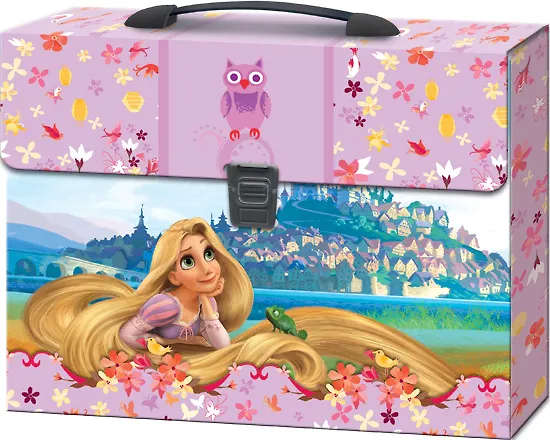 Портфель пластиковый А4+ "Рапунцель" на замке, с ручкой, Disney 219675 — 1