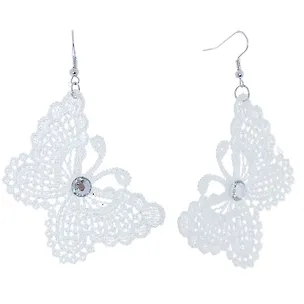 Серьги текстильные Бабочка (299222) (цв. белый) (упаковка) 2452025