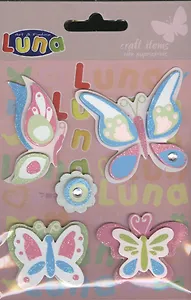 Набор для творчества LUNA Розово-голубые бабочки стикеры 5шт