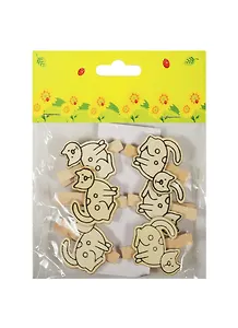 Набор для творчества, Набор прищепок Коты 6 шт в блистере