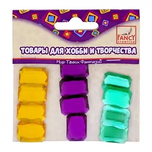 Камни FANCY самоклеящиеся Восьмиугольники разноцвет., 1,3х1,6см, 12шт., полимер 316958