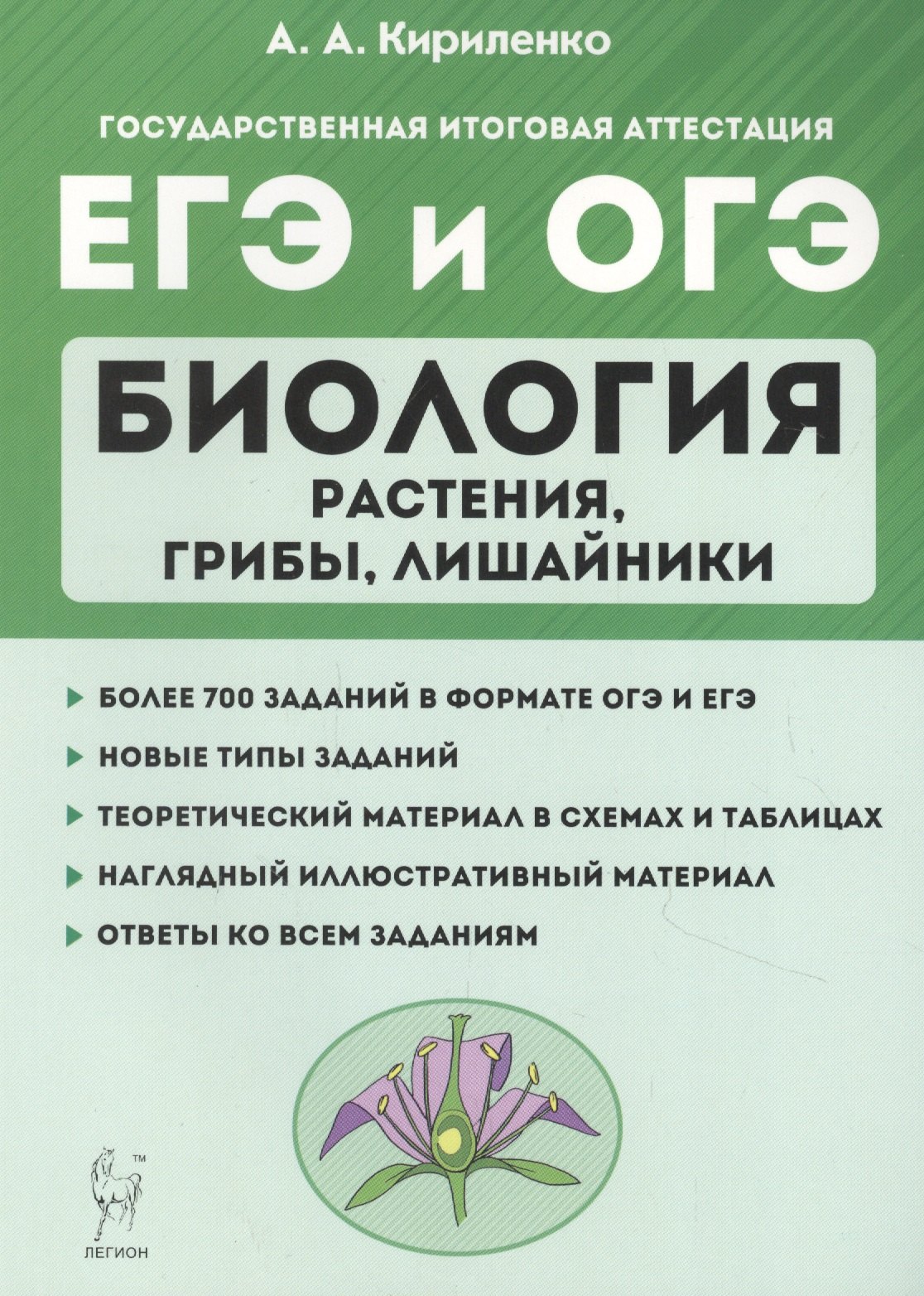 

Биология. ЕГЭ и ОГЭ. Раздел "Растения, грибы, лишайники". Теория, тренировочные задания. Учебно-методическое пособие