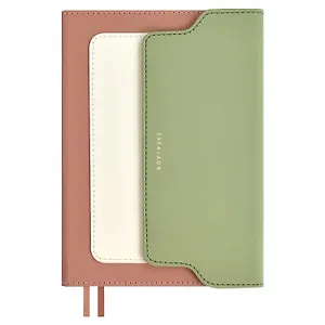 Ежедневник недат. А5 160л "Лейкер"пепельно-розовый, белый, оливковый, кожзам, тв.переплет, тиснение фольгой, карман, магн.клапан, офсет, ляссе