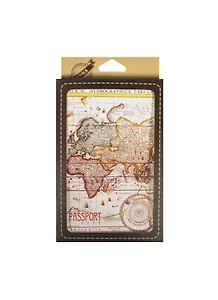 Обложка для паспорта кожа Старинная карта (20086)