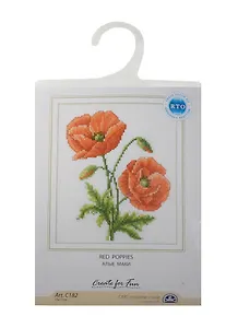 Набор для вышивания РТО "Алые маки" (C182) (13х17см Aida 14 белая) (упаковка)