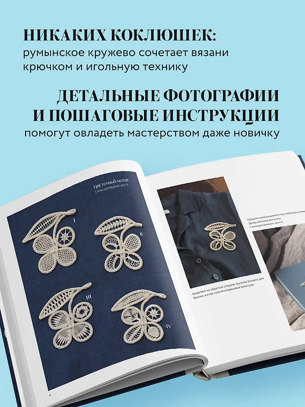 Книга Румынское кружево. Вязание крючком + игольная техника. Ажурное чудо в японском стиле! Техника и 28 мотивов (Мидори Миваура) — 7