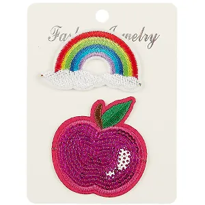 Термонаклейка с пайетками Яблоко и Радуга, 2шт, 13*15 (орр)