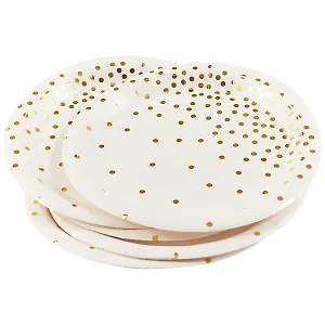 Набор бумажных тарелок Золотые кружочки на белом фоне (22 см) (6 шт) (12-01582-H3)