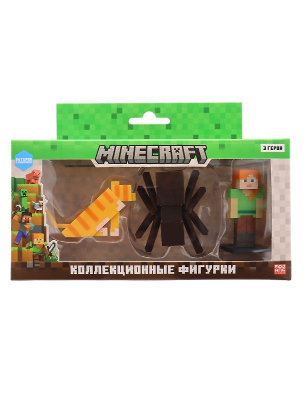 Коллекционные фигурки Minecraft Алекс, Кот,Паук (MC2021B) 3123836 — 1