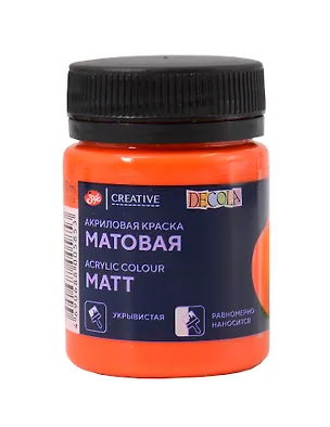 Краска акриловая 50мл "Декола" оранжевая, матовая, ЗХК 3118546