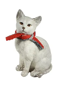 Фигурка Белая кошечка с шарфом (16,5х11х20см) (79-053)